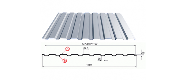 Профнастил оцинкованный С-20 1100x2500 купить недорого в Жилево